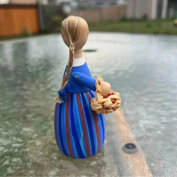 Vintage Swedish Folk Art Wooden Hand Painted Dolls Set of 3 - Picture 8 of 16